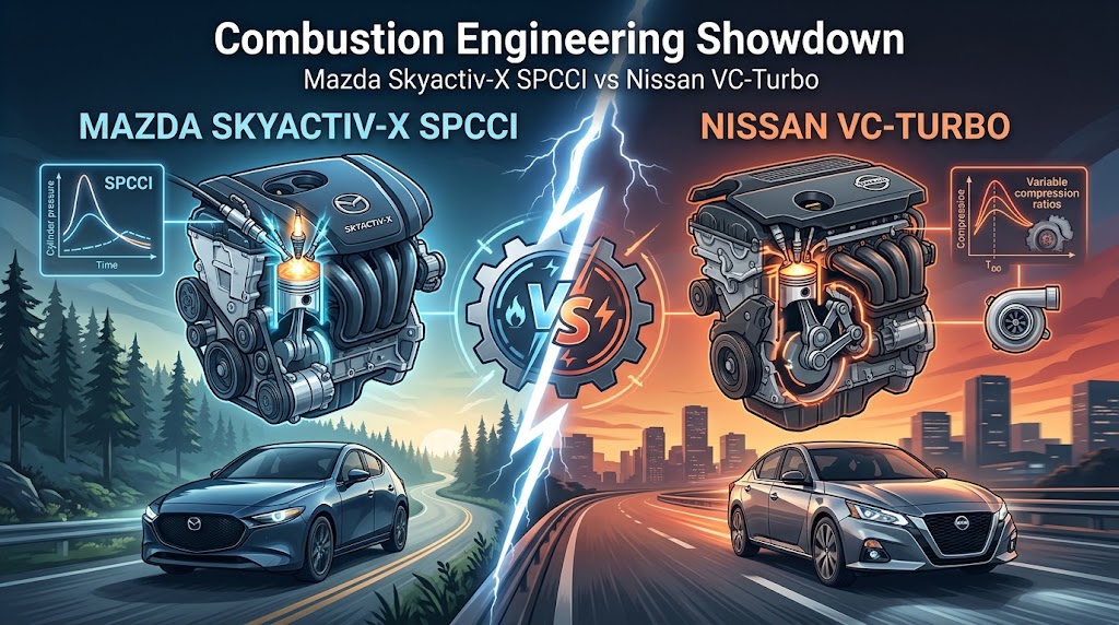 Combustion Engineering Showdown: Mazda Skyactiv-X SPCCI vs. Nissan VC-Turbo