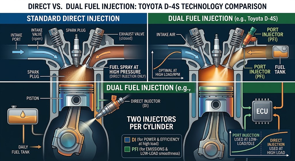Direct vs. Dual Fuel Injection: Toyota D-4S vs. Standard Direct Injection
